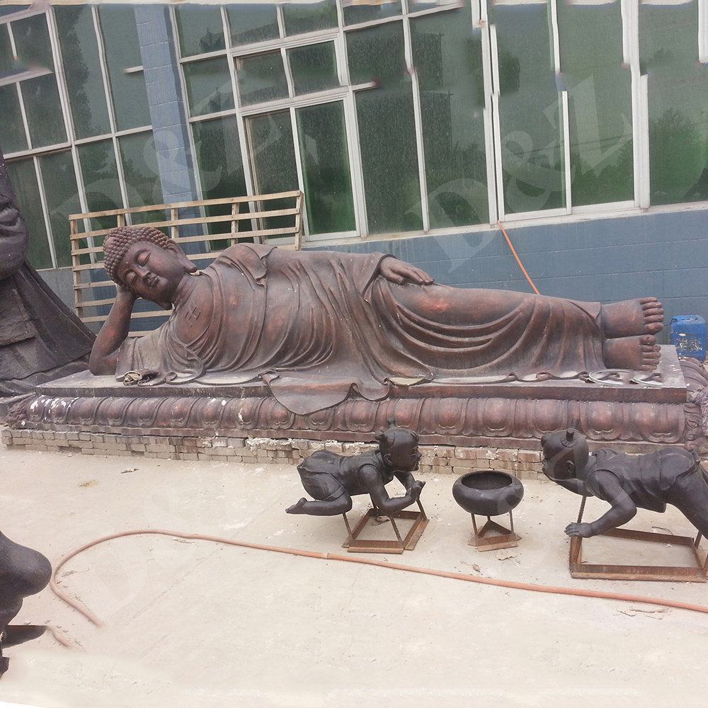 Garden bronze statue sleeping buddha